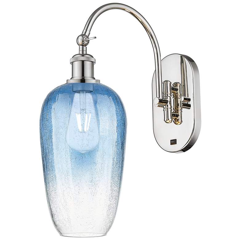 Image 1 Brookhaven Flute 19"H Polished Nickel Swiveling Sconce w/ Sapphire Shade