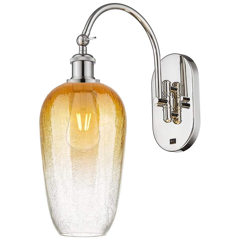 Image 1 Brookhaven Flute 19" High Polished Nickel Swiveling Sconce w/ Amber Shade