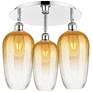 1_Brookhaven Flute 19"W 3-Light Polished Chrome Flush Mount w/ Amber Shade