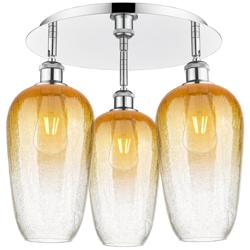 Brookhaven Flute 19"W 3-Light Polished Chrome Flush Mount w/ Amber Shade