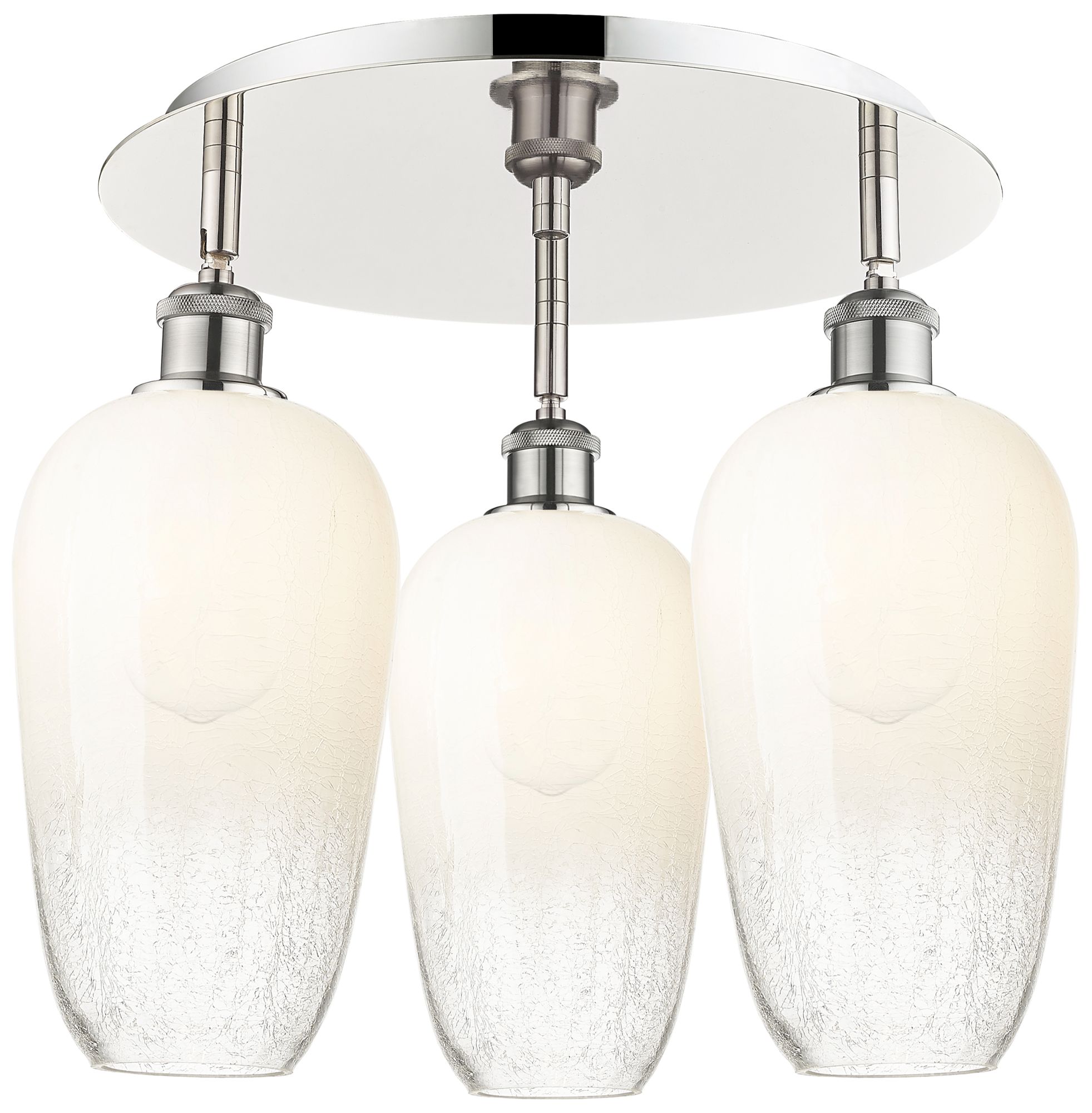 Brookhaven Flute 19"W 3-Light Polished Nickel Flush Mount w/ Opal Shade