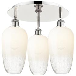 Brookhaven Flute 19"W 3-Light Polished Nickel Flush Mount w/ Opal Shade