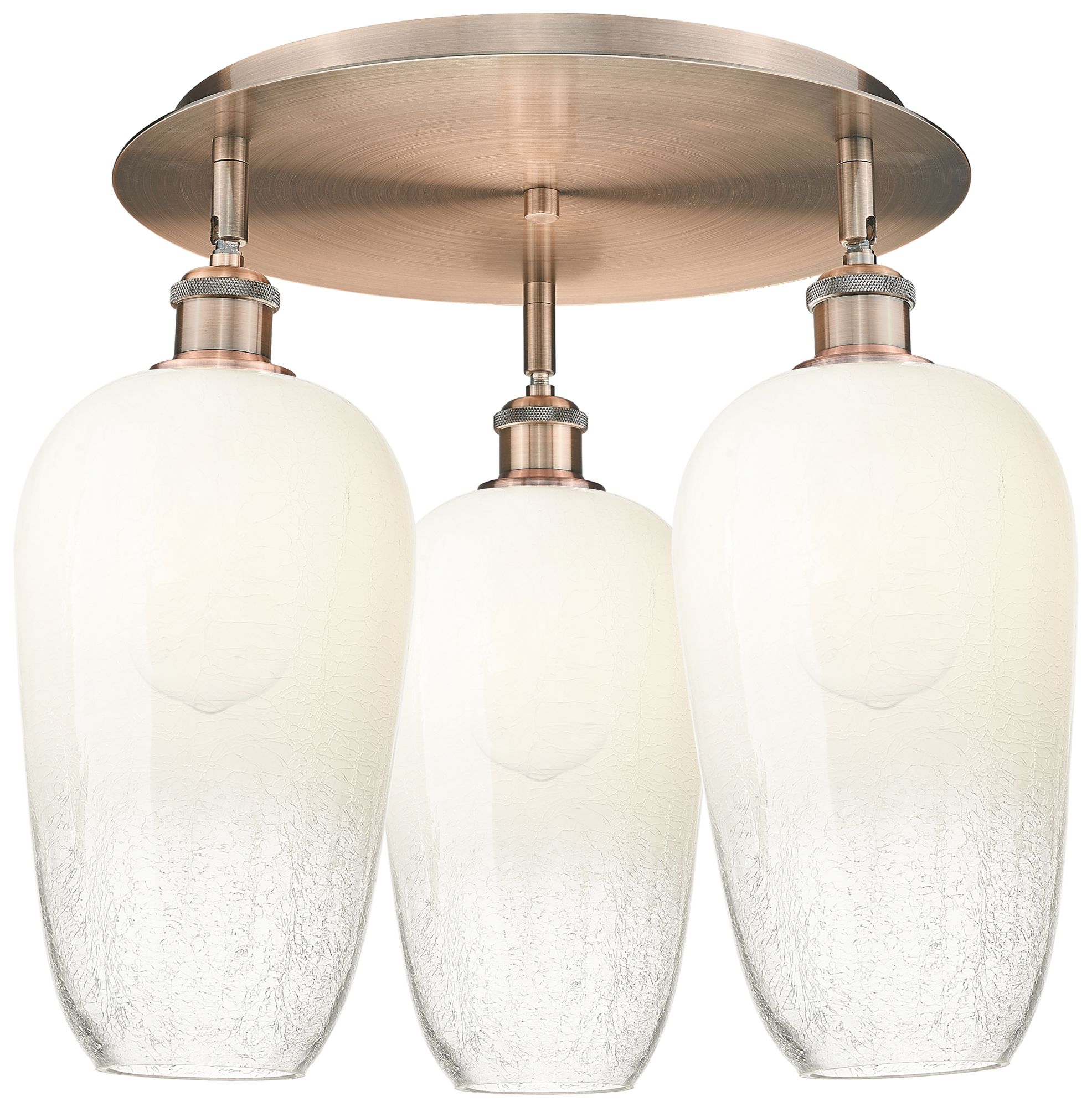 Brookhaven Flute 19" Wide 3-Light Antique Copper Flush Mount w/ Opal Shade