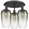 Brookhaven Flute 19" Wide 3-Light Matte Black Flush Mount with Slate Shade