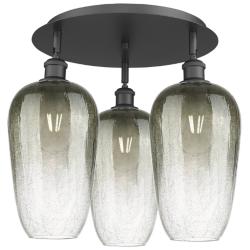 Brookhaven Flute 19" Wide 3-Light Matte Black Flush Mount with Slate Shade