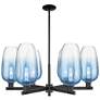 Brookhaven Flute 24"W 6 Light Black Stem Chandelier w/ Sapphire Shade