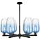 Brookhaven Flute 24"W 6 Light Black Stem Chandelier w/ Sapphire Shade
