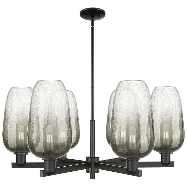 Image 1 Brookhaven Flute 24"W 6 Light Black Stem Chandelier w/ Slate Shade