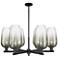 Brookhaven Flute 24"W 6 Light Black Stem Chandelier w/ Slate Shade