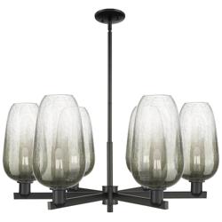 Brookhaven Flute 24"W 6 Light Black Stem Chandelier w/ Slate Shade