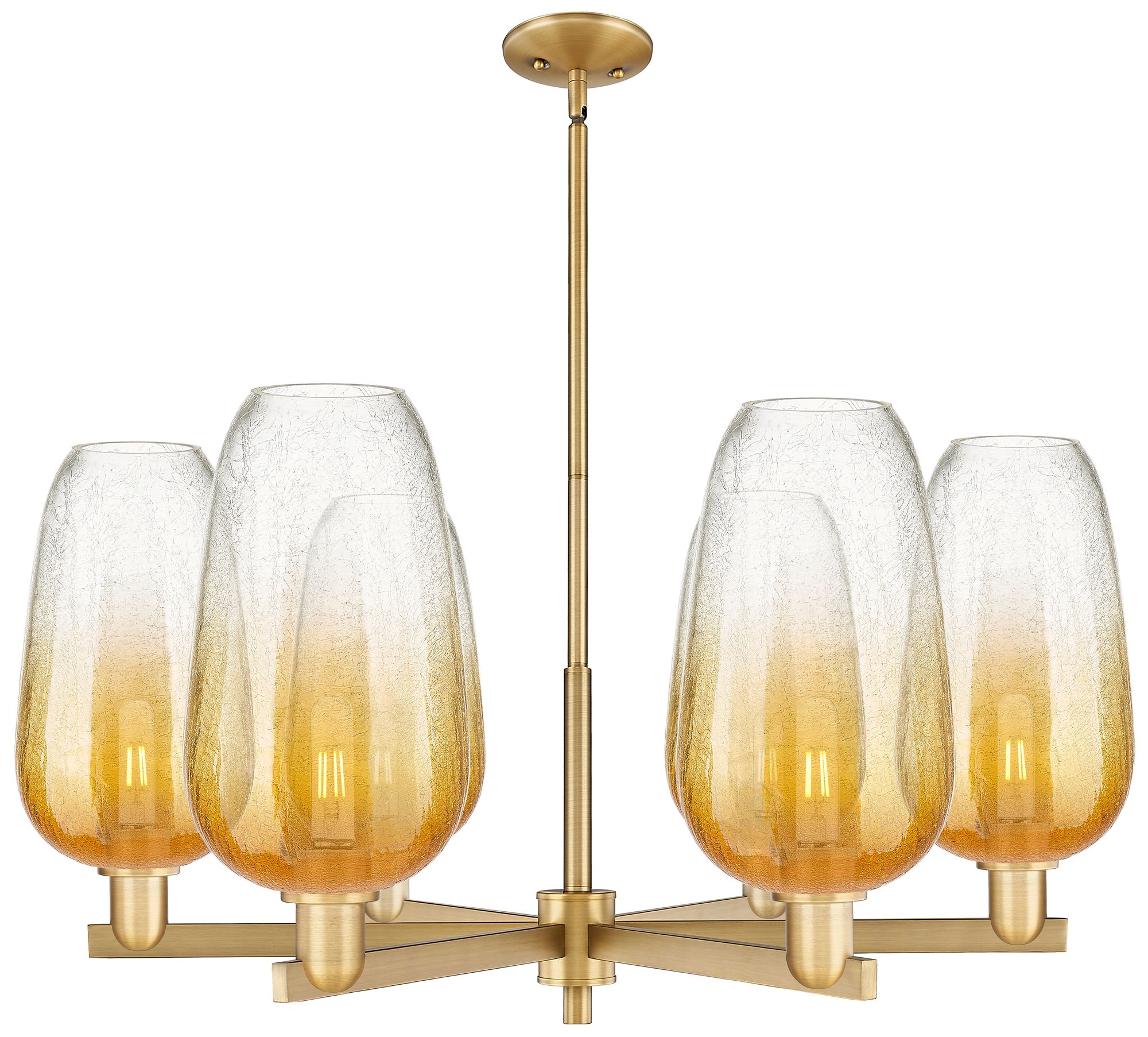 Brookhaven Flute 24"W 6 Light Brass Stem Chandelier w/ Amber Shade