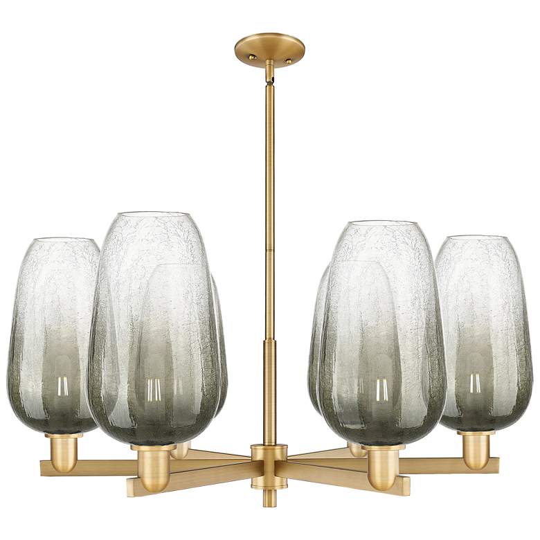 Image 1 Brookhaven Flute 24"W 6 Light Brass Stem Chandelier w/ Slate Shade
