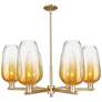 Brookhaven Flute 24"W 6 Light Champagne Stem Chandelier w/ Amber Shade