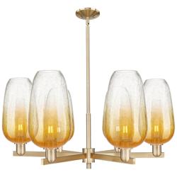 Brookhaven Flute 24"W 6 Light Champagne Stem Chandelier w/ Amber Shade