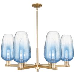 Brookhaven Flute 24"W 6 Light Champagne Stem Chandelier w/ Clear Shade