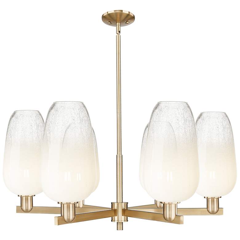 Image 1 Brookhaven Flute 24"W 6 Light Champagne Stem Chandelier With Opal Shade