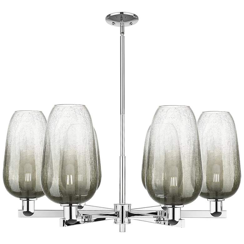 Image 1 Brookhaven Flute 24"W 6 Light Chrome Stem Chandelier With Slate Shade