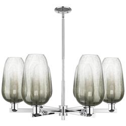 Brookhaven Flute 24"W 6 Light Chrome Stem Chandelier With Slate Shade