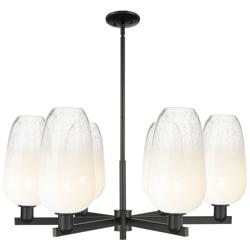 Brookhaven Flute 24"W 6 Light Matte Black Stem Chandelier w/ Opal Shade