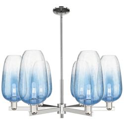 Brookhaven Flute 24"W 6 Light Nickel Stem Chandelier w/ Sapphire Shade