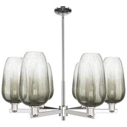 Brookhaven Flute 24"W 6 Light Nickel Stem Chandelier w/ Slate Shade