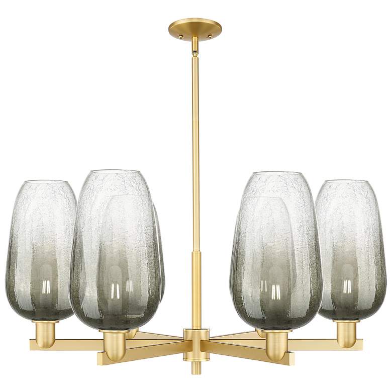 Image 1 Brookhaven Flute 24"W 6 Light Satin Gold Stem Chandelier w/ Slate Shade