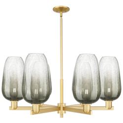 Brookhaven Flute 24"W 6 Light Satin Gold Stem Chandelier w/ Slate Shade