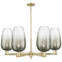 Brookhaven Flute 24"W 6-Lt Antique Brass Stem Chandelier w/ Slate Shade