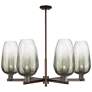 Brookhaven Flute 24"W 6-Lt Oiled Bronze Stem Chandelier w/ Slate Shade