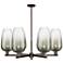 Brookhaven Flute 24"W 6-Lt Oiled Bronze Stem Chandelier w/ Slate Shade