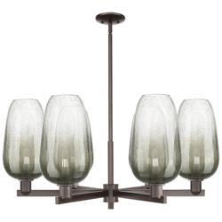 Brookhaven Flute 24"W 6-Lt Oiled Bronze Stem Chandelier w/ Slate Shade