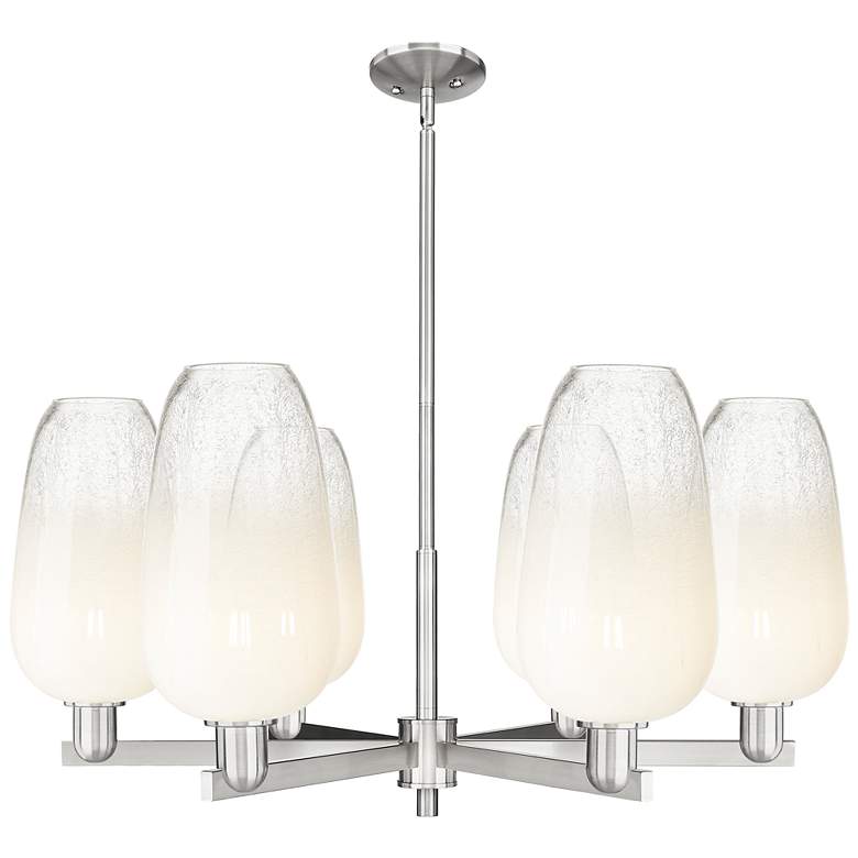 Image 1 Brookhaven Flute 24"W 6-Lt Satin Nickel Stem Chandelier w/ Opal Shade