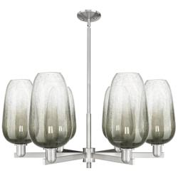 Brookhaven Flute 24"W 6-Lt Satin Nickel Stem Chandelier w/ Slate Shade