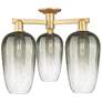 Brookhaven Flute 25"W 3 Light Brushed Brass Semi-Flush With Slate Shade