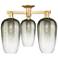 Brookhaven Flute 25"W 3 Light Brushed Brass Semi-Flush With Slate Shade