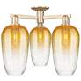 Brookhaven Flute 25"W 3 Light Champagne Semi-Flush With Amber Shade