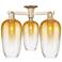 Brookhaven Flute 25"W 3 Light Champagne Semi-Flush With Amber Shade