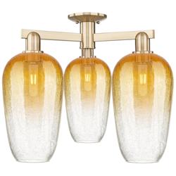 Brookhaven Flute 25"W 3 Light Champagne Semi-Flush With Amber Shade