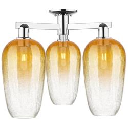 Brookhaven Flute 25"W 3 Light Chrome Semi-Flush With Amber Shade