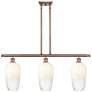 1_Brookhaven Flute 36"W 3-Light Antique Copper Island Light w/ Opal Shade