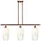Brookhaven Flute 36"W 3-Light Antique Copper Island Light w/ Opal Shade