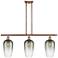 Brookhaven Flute 36"W 3-Light Antique Copper Island Light w/ Slate Shade