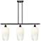 Brookhaven Flute 36"W 3-Light Oil Rubbed Bronze Island Light w/ Opal Shade