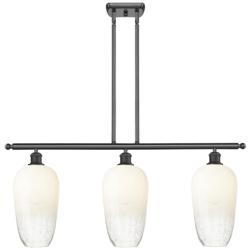 Brookhaven Flute 36"W 3-Light Oil Rubbed Bronze Island Light w/ Opal Shade