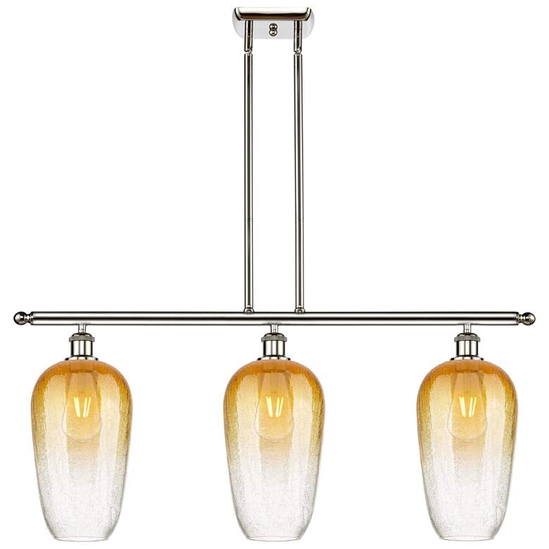 Image 1 Brookhaven Flute 36"W 3-Light Polished Nickel Island Light w/ Amber Shade