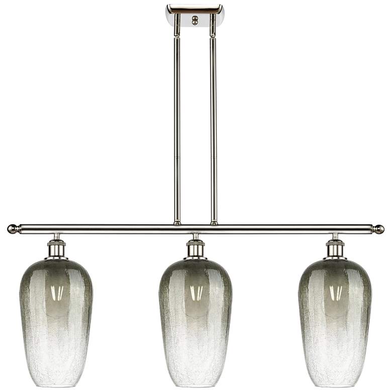 Image 1 Brookhaven Flute 36"W 3-Light Polished Nickel Island Light w/ Slate Shade