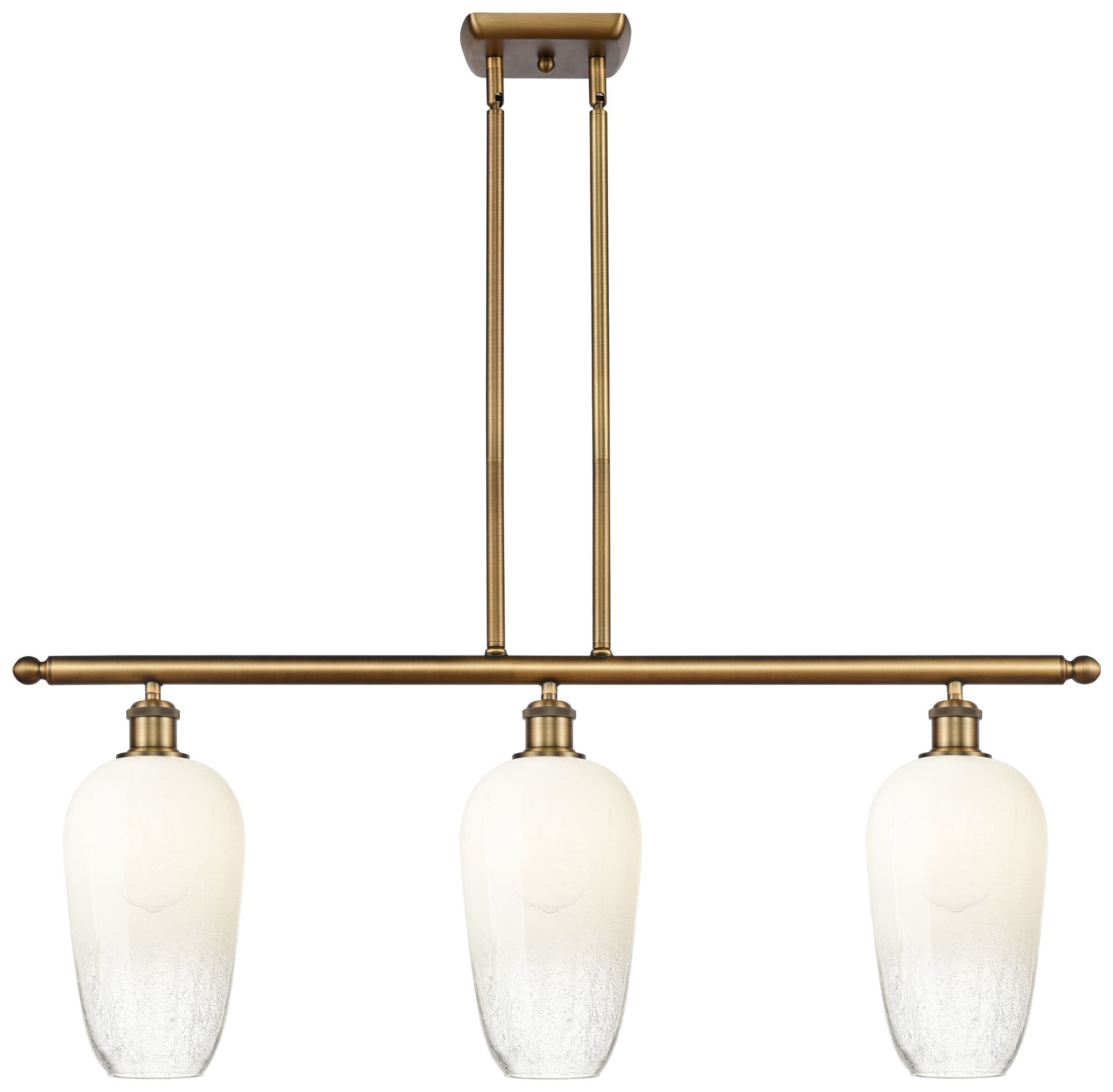 Brookhaven Flute 36" Wide 3-Light Brushed Brass Island Light w/ Opal Shade