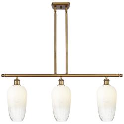 Brookhaven Flute 36" Wide 3-Light Brushed Brass Island Light w/ Opal Shade