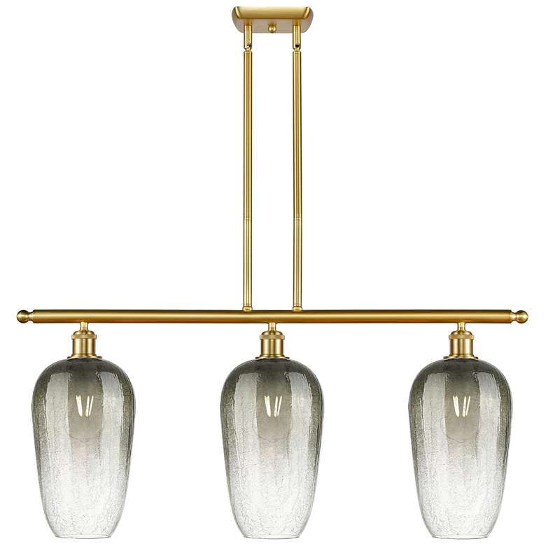 Image 1 Brookhaven Flute 36" Wide 3-Light Satin Gold Island Light with Slate Shade