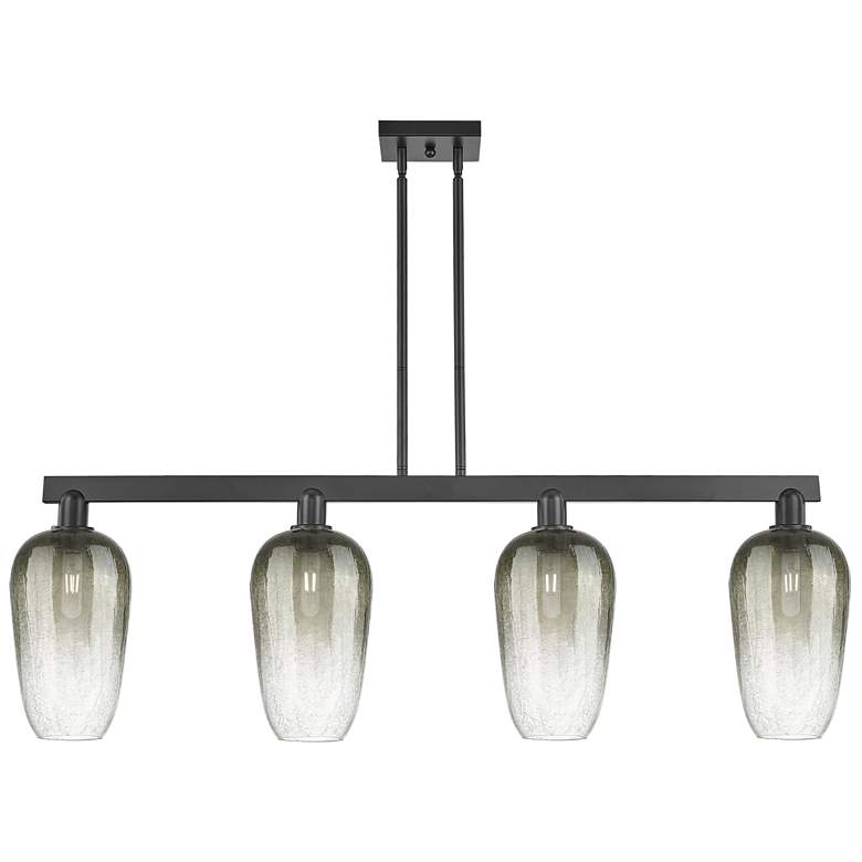 Image 1 Brookhaven Flute 48"W 4 Light Black Stem Island Light w/ Slate Shade